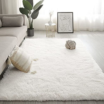 Picture of Fuzzy Abstract Area Rugs for Bedroom Living Room Fluffy Shag Fur Rug for Kids Nursery Dorm Room Cozy Furry Rugs Plush Throw Rug Shaggy Decorative Accent Rug for Indoor Home Floor Carpet