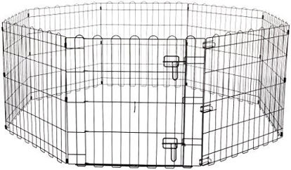 Picture of Amazon Basics Foldable Metal Pet Dog Exercise Fence Pen With Door Gate - 60 x 60 x 24 Inches, Black