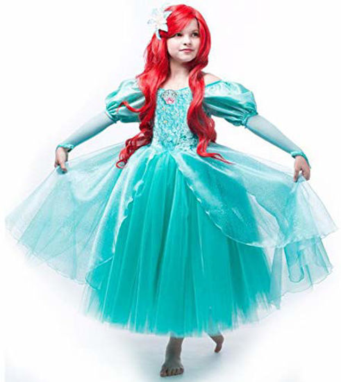 Buy Little Girls Mermaid Princess Costume Ariel Princess Dress Birthday  Halloween Party Cosplay Dress Up with Accessories, Blue 7pcs, 6-7 Years  Online at Low Prices in India - Amazon.in