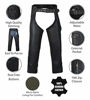 Picture of HWK Motorcycle Leather Chaps Pants Biker Cowboy Riding Racing Black Genuine Leather Chap (Waist 32'')