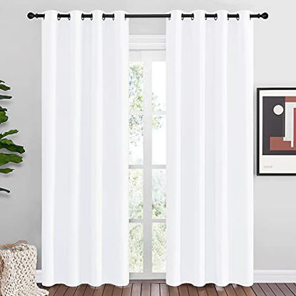Picture of NICETOWN Window Curtains 86 inches Long - (Pure White) 55 by 86 inches, 1 Pair, 50% Light Blocking Grommet Drapes/Draperies for Living Room