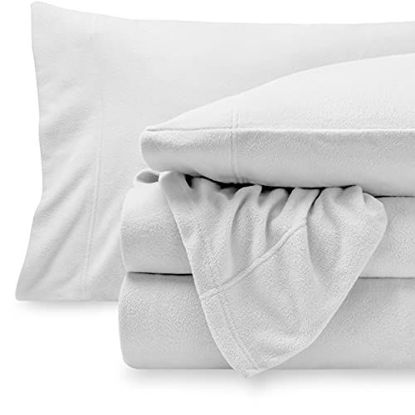 Picture of Bare Home Super Soft Fleece Sheet Set - Twin Extra Long Size - Extra Plush Polar Fleece, No-Pilling Bed Sheets - All Season Cozy Warmth (Twin XL, White)