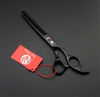 Picture of Purple Dragon Professional 7.0 inch 4PCS Pet Grooming Scissors Kit Japan Premium Steel Straight & Curved & Thinning Blade Dog Hair Cutting Shears Set with Case