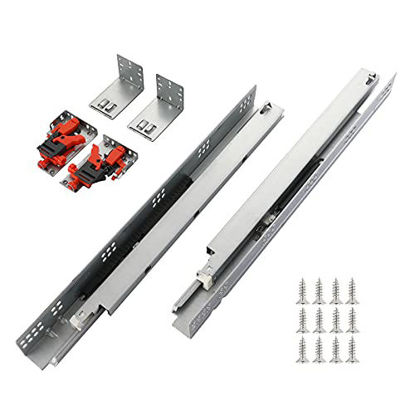 Picture of 1 Pair of 21 Inch Undermount Soft Close Drawer Slides Full Extension Concealed Drawer Rails with Mounting Screws,3D Locking Device and Brackets