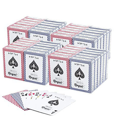 Picture of Regal Games - Bulk Playing Cards 48 Pack - Poker Size, Standard Index - for Blackjack, Euchre, Canasta Card Game - 24 red Decks, 24 Blue Decks