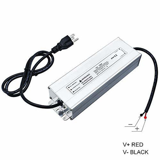 Picture of LightingWill Waterproof IP67 LED Power Supply Driver Transformer 120W 110V AC TO 12V DC Low Voltage Output with 3-Prong Plug 3.3 Feet Cable for Outdoor Use