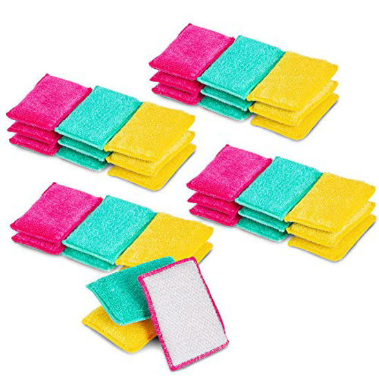 Picture of Smart Design Non Scratch Scrub Sponge with Bamboo Odorless Rayon Fiber - Set of 36 - Ultra Absorbent - Soft and Scrubber Side - Cleaning, Dishes, and Hard Stains - Primary