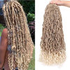 Picture of Leeven 24 Inch Goddess New Faux Locs Crochet Hair Ombre Blonde 6 Packs Long Soft Locs Crochet Braids Hair With Curly Ends Synthetic Bohemian Locs Braiding Hair for Women 21 Strands/Pack