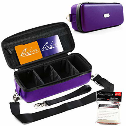 Picture of Quiver Time Purple Bolt Collector Card Carrying Case ~ Card/Deck Storage Case with Wrist and Shoulder Strap, Dividers & Separators, Corner Pads + 100 Apollo Card Sleeves ~ Deck Box Bag Compatible