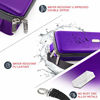 Picture of Quiver Time Purple Bolt Collector Card Carrying Case ~ Card/Deck Storage Case with Wrist and Shoulder Strap, Dividers & Separators, Corner Pads + 100 Apollo Card Sleeves ~ Deck Box Bag Compatible