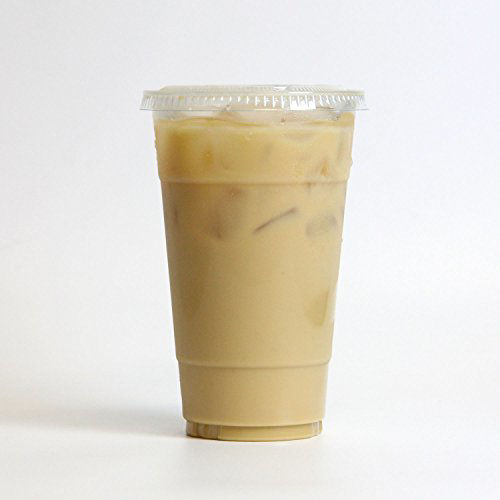 GetUSCart [100 Pack] 24 oz Clear Plastic Cups With Flat Slotted Lids