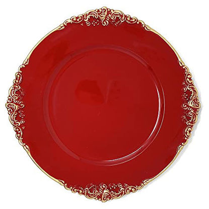 Picture of allgala 13-Inch 6-Pack Heavy Quality Round Charger Plates-Floral Red-HD80348