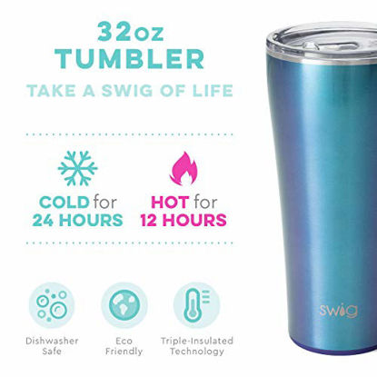 Picture of Swig Life 32oz Triple Insulated Stainless Steel Tumbler with Lid, Dishwasher Safe, Double Wall, and Vacuum Sealed Travel Coffee Tumbler in our Mermazing Pattern (Multiple Patterns Available)