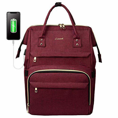 Picture of LOVEVOOK Laptop Backpack(17-Inch), Womens Laptop Bag Large Backpack Purse School Backpack Bookbag, Wine Red