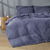 Picture of JELLYMONI Denim Blue 100% Washed Cotton Duvet Cover Set, 2 Pieces Luxury Soft Bedding Set with Buttons Closure. Solid Color Pattern Duvet Cover Twin Size(No Comforter)