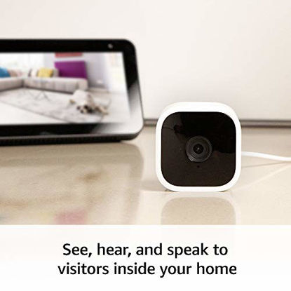 Picture of Blink Mini - Compact indoor plug-in smart security camera, 1080 HD video, night vision, motion detection, two-way audio, Works with Alexa - 2 cameras