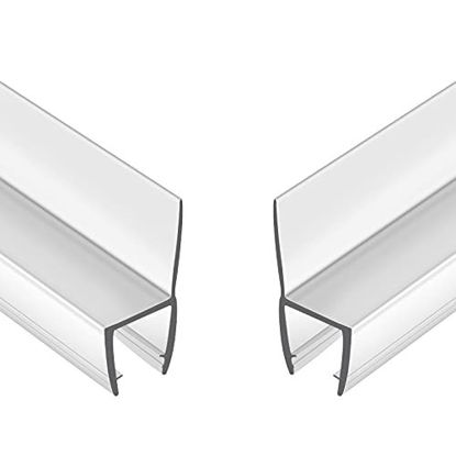 Picture of 2-Pack Butecare Frameless Shower Door Side Seal Strip for 1/2" Glass, Vertical Polycarbonate H-Jamb 180 Degree 78" Long
