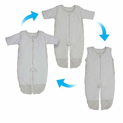 Picture of Baby Brezza 3-in-1 Baby Sleepsuit - Unique Swaddle Transition Sleepsuit - Breathable with Mesh Panels - Converts Between Sleepsuit, Wearable Blanket & Sleep Vest, 3-6 Months, Grey