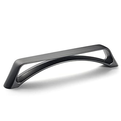 Picture of 6 Pack 5''Hole Center Arch Brushed Black Steel Pulls Simplicity Hollow Out Shaped Matte Drawer Pulls Zinc Alloy Handles Cabinet Hardware Overall 5.75-Inch