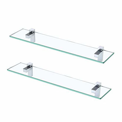 Picture of KES Glass Shelf for Bathroom, 23.6-Inch Bathroom Shelf with Tempered Glass and Polished Chrome Bracket Wall Mounted 2 Pack, BGS3201S60-P2
