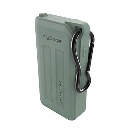 Picture of myCharge Portable Charger Waterproof Power Bank Adventure 6700mAh Internal Battery Fast Charging Rugged Heavy Duty Outdoor USB Battery Pack External Backup for Apple iPhone, iPad, Android - Green