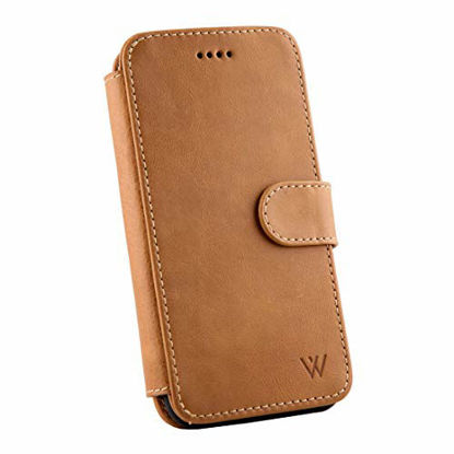 Picture of Wilken iPhone 12 Mini Leather Wallet with Detachable Magnetic Phone Case | Top Grain Genuine Leather | Wilken iPhone 12 Mini Magnetic Wallet Case (Tan, 12 Mini)