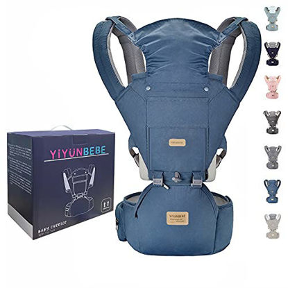 Picture of YIYUNBEBE Baby Carrier Newborn to Toddler Baby Carriers with Hip Seat Infant Baby Holder Backpack Baby Carriers Front and Back for Carrying and Hiking (Gree Blue)