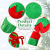 Picture of Kids Christmas Elf Costume Set Boys Elf Dress Up Xmas Suit Festive Outfit with Elf Hat Shoes Gold Buckle Belt (Medium)