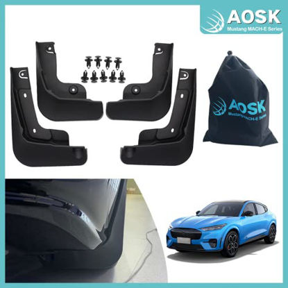 Picture of AOSK for Mustang Mach E Mud Flaps Splash Guards Exterior Accessories, Mach-E mud Flaps Splash Guards(Set of Four) No Need to Drill Holes