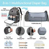 Picture of 8 in 1 Diaper Bag Backpack, PaurFu Portable Baby Diaper Bag with Changing Station for Mom Dad,with Foldable Baby Bed,Unique Mosquito Net Sunshade,Soft Baby Pillow and USB Charge Port etc (Grey)