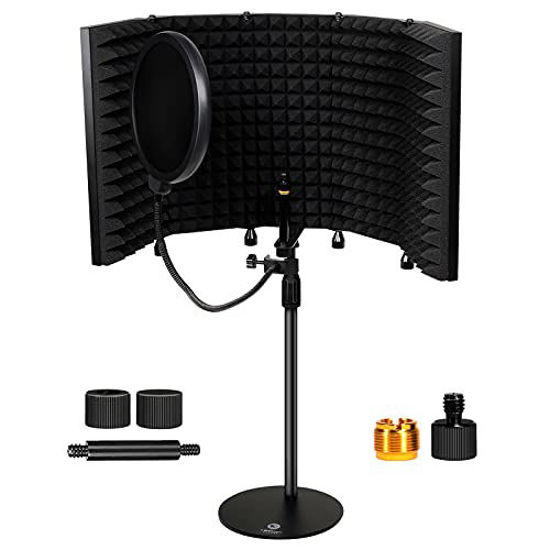 GetUSCart- Studio Microphone Isolation Shield with Desk Mic Stand