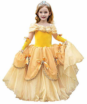 Picture of Belle Princess Dresses for Girls Belle Costume for Girls Dress Up Clothes for Little Girls Cosplay Halloween Gown Party 2-9T