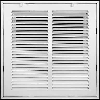 Picture of 14" X 14" AirGrilles.com Heavy Duty Steel Return Air Filter Grille [Removable Face/Door] for 1-inch Filters HVAC Duct Cover Grill, White | Outer Dimensions: 16 5/8"W X 16 5/8"H for 14x14 Duct Opening