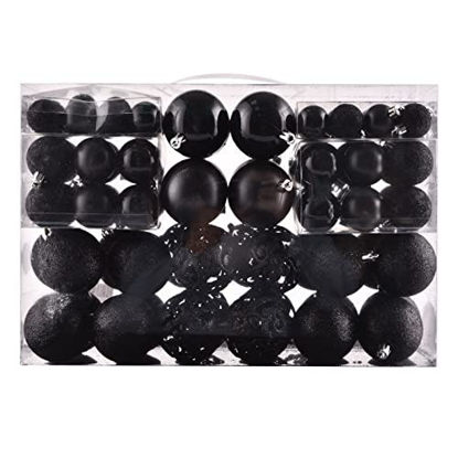 Picture of 100ct Christmas Balls Tree Ornaments, Shatterproof Christmas Decorations Set with Reusable Hand-held Gift Package for Holiday Xmas Tree Decor (Black)