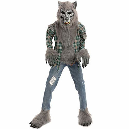 Picture of Child Unisex Green Werewolf Costume with Mask, Gloves and Shoes Cover (XL)