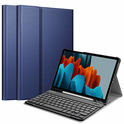 Picture of Fintie Keyboard Case for Samsung Galaxy Tab S7 11'' 2020 (Model SM-T870/T875/T878) with S Pen Holder, Slim Lightweight Stand Cover with Detachable Wireless Bluetooth Keyboard, Navy
