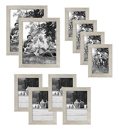 Picture of Americanflat 10-Piece Driftwood Picture Frame Set | Includes Sizes 8x10, 5x7, and 4x6. Shatter-Resistant Glass. Hanging Hardware Included!