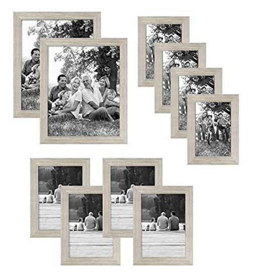 Picture of Americanflat 10-Piece Driftwood Picture Frame Set | Includes Sizes 8x10, 5x7, and 4x6. Shatter-Resistant Glass. Hanging Hardware Included!
