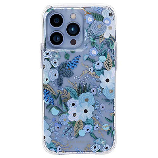Picture of Rifle Paper Co - Case for iPhone 13 Pro - 10 ft Drop Protection - Gold Foil Accents - 6.1 Inch - Garden Party Blue