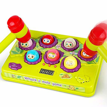 Picture of BAODLON Interactive Pound a Mole Game, Toddler Toys, Light-Up Musical Pounding Toy, Early Developmental Toy, Fun Gift for Age 2, 3, 4, 5 Years Old Kids, Boys, Girls, 2 Soft Hammers Included