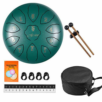 Picture of AETOO Steel drum tongue 8 inchs 11 notes F major Percussion instrument Kit Carry bag with Music book for Concert and mallets, Children's Music Enlightenment,for adults Yoga Meditation