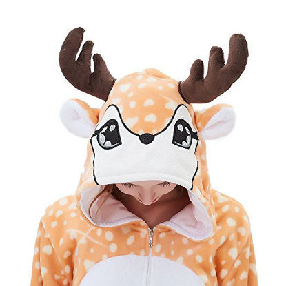 Picture of ABENCA Kids Deer Onesie Pajamas Christmas Halloween Animal Cosplay Sleepwear Costume,Deer,140