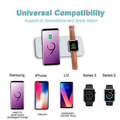 Picture of iPhone Wireless Charger, Racepro Apple Watch Charger, Apple Watch Charging Stand, 2 in 1 Qi Wireless Charging Pad Stand for Apple Watch Series 2/3, iPhone X/iPhone 8/8 Plus,Samsung Android