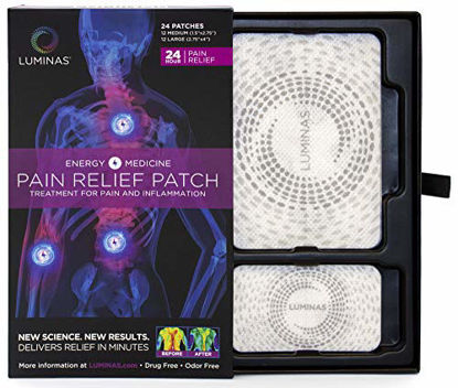 Picture of Relief Patches Charged by LUMINAS, Fast Acting and Long Lasting, 24 Pack (White, Gentle Adhesive)