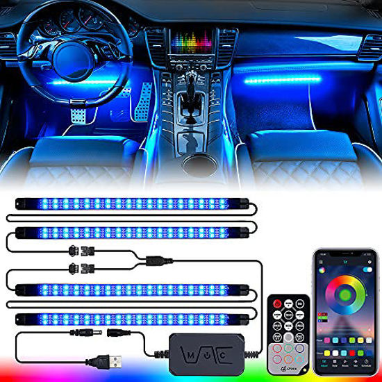 GetUSCart- Xprite Upgraded RGB LED Lights Interior 4 Pcs 144 LEDs  Waterproof Strip Lights for Car with Remote & APP Control?Suitable for DIY Music  Sync Mode,Universal for Vehicle Internal, SUV, Truck,USB Cable