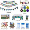 Picture of 186PCS Robloxes Party Supplies for Birthday, Robloxes Birthday Party Supplies Video Game Party Decorations Table Cover Plates Cups Napkins Utensils Birthday Banner & Balloons Serves 20 Guests