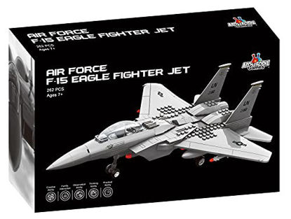 Picture of Apostrophe Games F-15 Eagle Fighter Jet Air Force Building Block Set (262 Pieces) Air Plane Compatible with Leading Brand Building Bricks