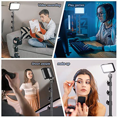 Picture of UBeesize LED Video Light Kit, 2Pcs Dimmable Continuous Portable Photography Lighting with Adjustable Tripod Stand & 5 Color Filters for Tabletop/Low-Angle Shooting, for Zoom, Game Streaming, YouTube