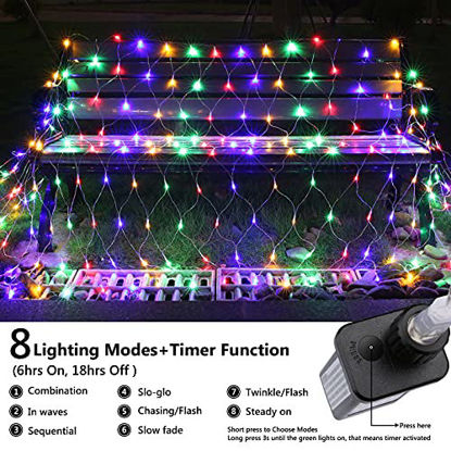 Picture of 12.5ft x 5ft 390 LED Connectable Christmas Net Lights, 8 Modes Low Voltage Bush Mesh Fairy String Lights, Christmas Decorative Lights for Home, Garden, Wedding, Xmas Tree Decorations (Multicolor)
