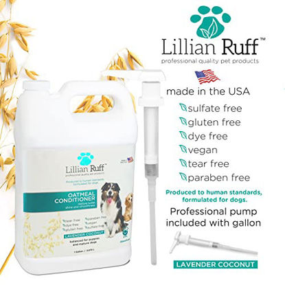 Picture of Lillian Ruff Dog Oatmeal Conditioner - Lavender Coconut Scent for Itchy Dry Skin with Aloe - Soothe Skin Irritation and Relieve itching (1 Gallon with Pump)